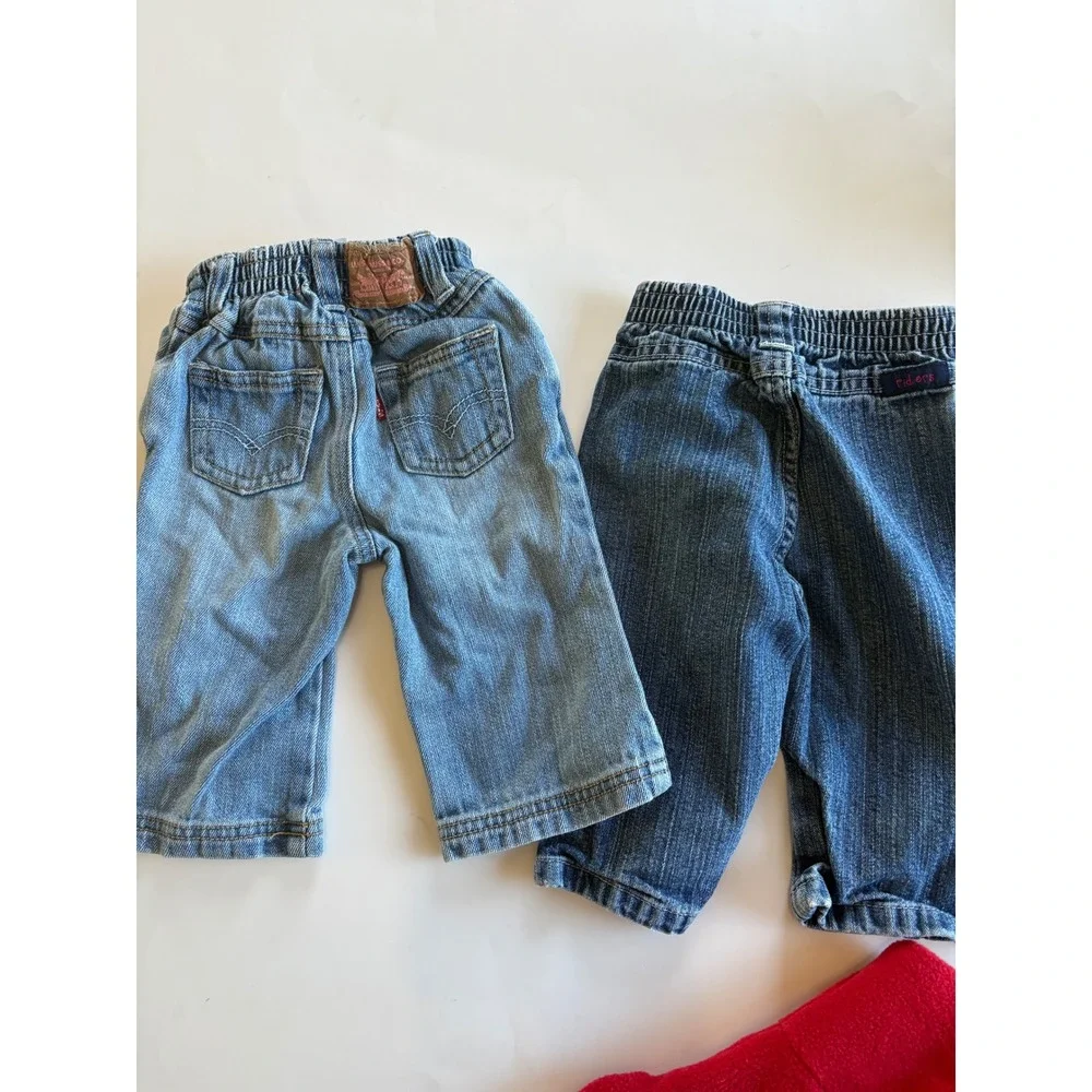 Baby Girl Clothes Lot 6-9M Guess NWT Carter's Levis 517 Fleece Romper Jeans 5pc